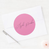 Sticker Rond Écriture manuscrite Nom professionnel simple rose (Enveloppe)