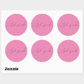 Sticker Rond Écriture manuscrite Nom professionnel simple rose (Feuille)