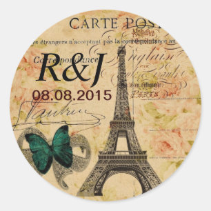 Sticker Rond écriture manuscrite Paris eiffel tower français pr