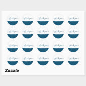 Sticker Rond Écriture Moderne Bleu Foncé Blanc Merci (Feuille)