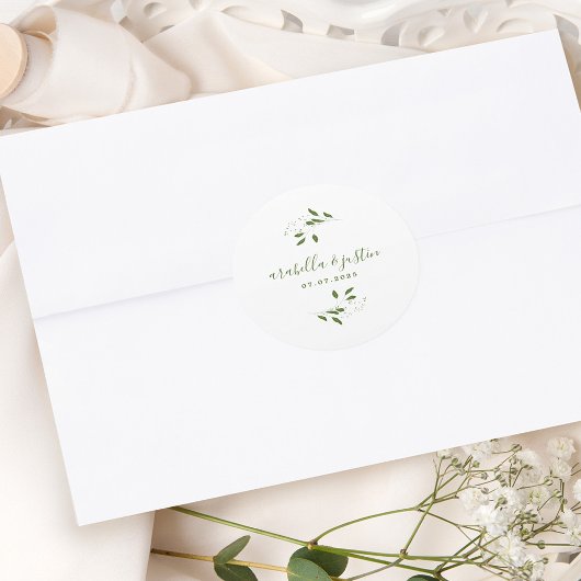 Sticker Rond Écriture Moderne de Flore pour Mariage