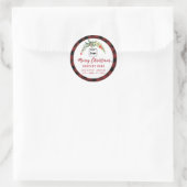 Sticker Rond Écriture moderne Joyeux Noël rouge saint logo (Sac)