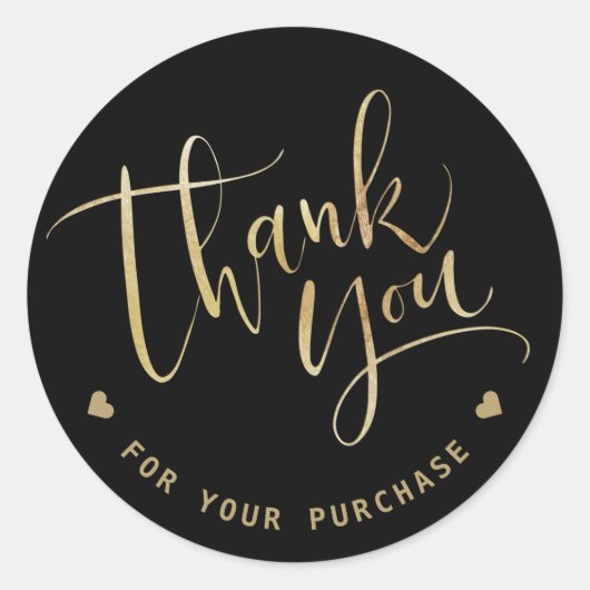 Sticker Rond Ecriture moderne noir et or entreprise merci (Devant)