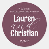 Sticker Rond Écriture Plum Mariage (Devant)