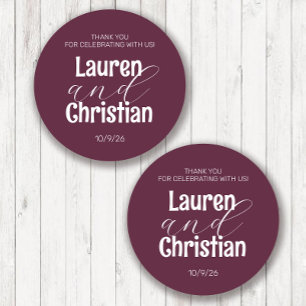 Sticker Rond Écriture Plum Mariage