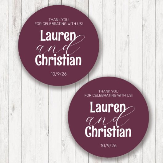 Sticker Rond Écriture Plum Mariage