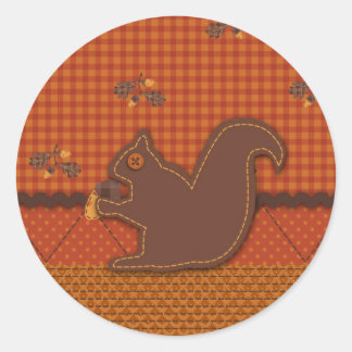 Sticker Rond Écureuil à look courbé pour Thanksgiving