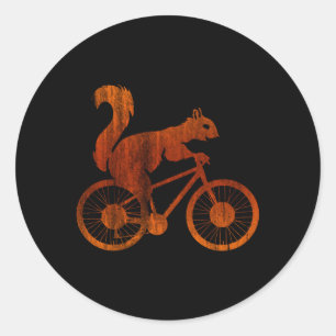 Sticker Rond Écureuil À Vélo À Vélo Écureuil