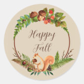 Sticker Rond Écureuil automnal et nature avec texte personnalis (Devant)