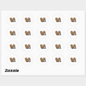 Sticker Rond Écureuil aux échecs avec pièce d'échecs Évêque (Feuille)