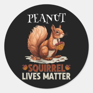 Sticker Rond Écureuil d'arachide mignonne Vit Animaux sauvages 