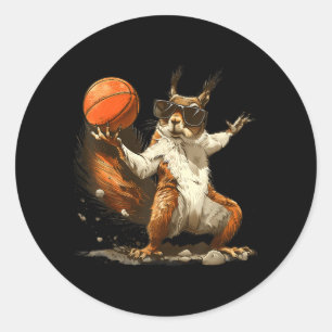 Sticker Rond Écureuil de basball Amateur de basball Cerceau de