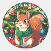 Sticker Rond Écureuil de Noël personnalisé (Devant)