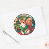 Sticker Rond Écureuil de Noël personnalisé (Enveloppe)