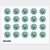Sticker Rond Écureuil de style moderne sur les enfants turquois (Feuille)