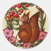Sticker Rond Écureuil et écureuil rouge hivernal Holly (Devant)