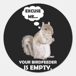 Sticker Rond Écureuil Excusez-moi Votre Oiseau Est Vide