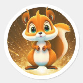 Sticker Rond Écureuil 🐿 mignon dessin animé animal en bois (Devant)