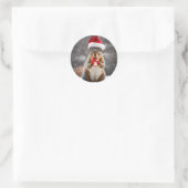 Sticker Rond Écureuil renard de Noël avec un chapeau de Père No (Sac)