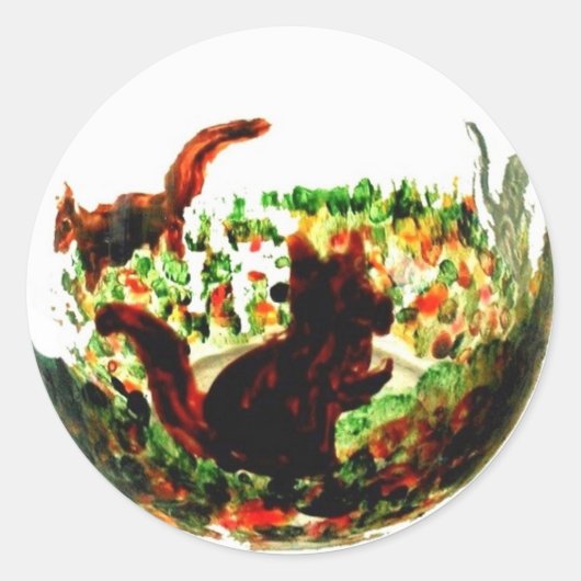 Sticker Rond Écureuils d'automne Nature rustique (Devant)