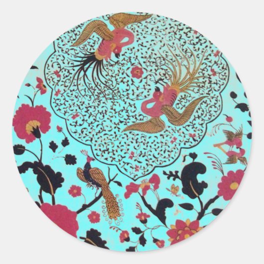 STICKER ROND EDEN/ INSÉPARABLES MARIAGES, PEACOCK ET ROSES ROSE (Devant)