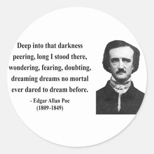 Sticker Rond Edgar Allen Poe Citation 8b (Devant)