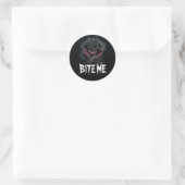 Sticker Rond Edgy 'Bite Me' Design Rose gothique (Sac)