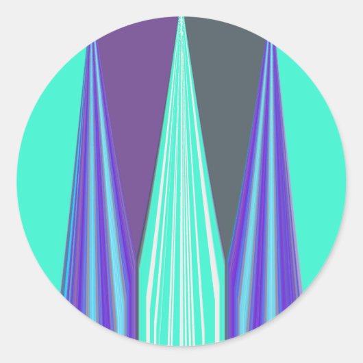 Sticker Rond Edgy Blue Purple Cyan Chevron Art Imprimer (Devant)