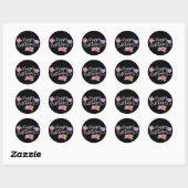 Sticker Rond Edgy Rose & Moderne Stripes Branché Joyeux Anniver (Feuille)