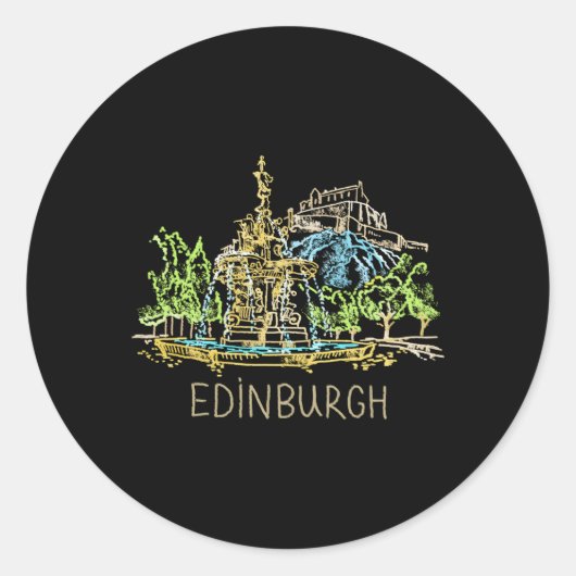 Sticker Rond Edinburgh City Scotland Royaume-Uni Pour (Devant)