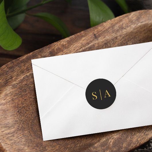 Sticker Rond Editable Background Color Wedding Monogram