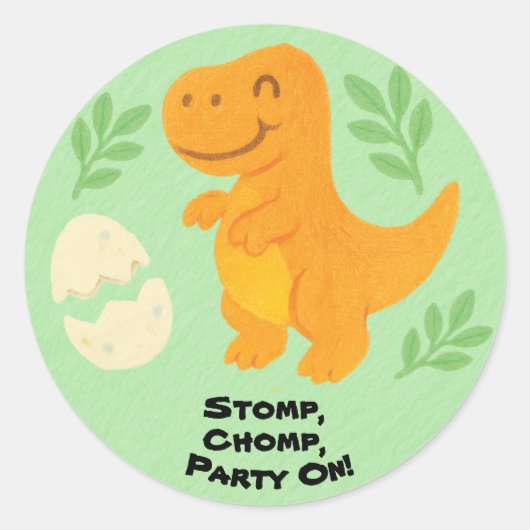 Sticker Rond Editable Crayon Style – Dinosaur Roarsome (Devant)