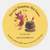 Sticker Rond Editable Fire and Brimstone Devil Hot Sauce (Devant)