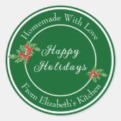 Sticker Rond Editable Holiday Baking Cadeau Vert Joyeux Vacance (Devant)