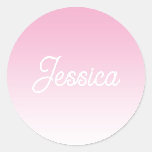 Sticker Rond (Editable) Light Pink Color Ombre & Your Text (Devant)