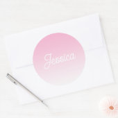 Sticker Rond (Editable) Light Pink Color Ombre & Your Text (Enveloppe)