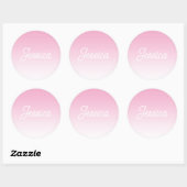Sticker Rond (Editable) Light Pink Color Ombre & Your Text (Feuille)