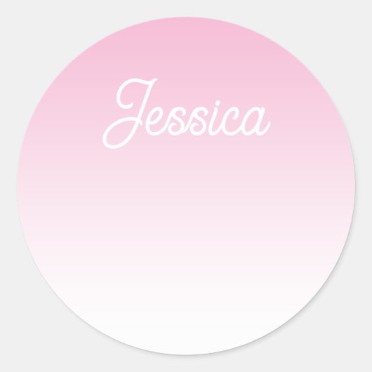 Sticker Rond (Editable) Light Pink Color Ombre & Your Text (Devant)