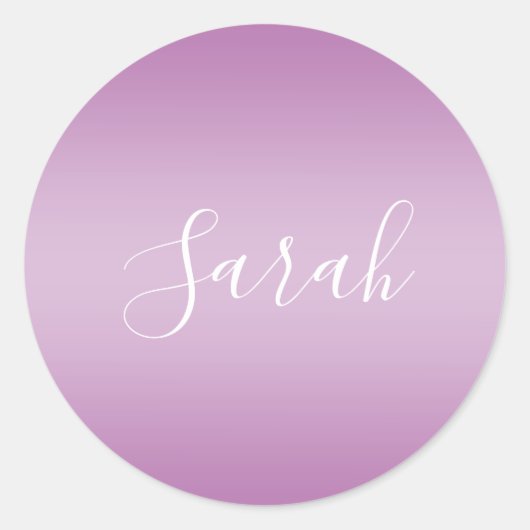 Sticker Rond Editable Soft Mauve Ombre & White Text Script (Devant)