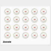 Sticker Rond Editable Strawberry Gingham 1st Birthday Favor (Feuille)