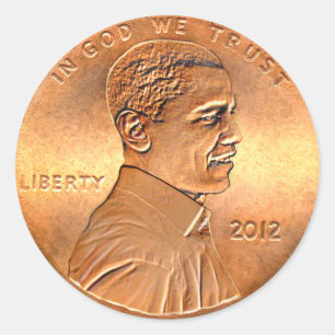 Sticker Rond Édition 2012 de penny d'Obama
