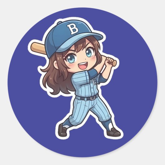 Sticker Rond Édition Chibi Baseball - Puissant Swing (Devant)