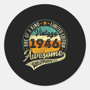 Sticker Rond Édition limitée Vintage 1946 80 ans 80e anniversai