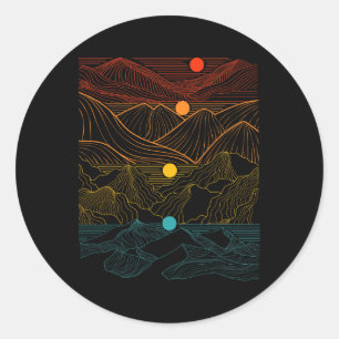 Sticker Rond Edm Techno Sun Moon Music Festival Dancing D
