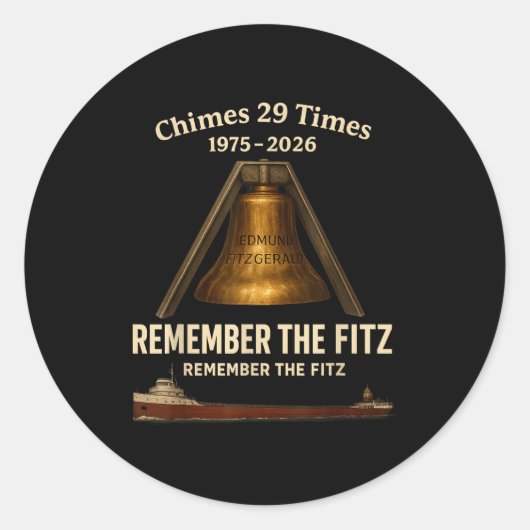 Sticker Rond Edmund Fitzgerald, Remember The Fitz Great Lakes M (Devant)