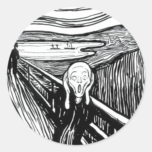 Sticker Rond Edvard Munch - La lithographie de cri (Devant)