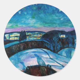 Sticker Rond Edvard Munch - Nuit étoilée 1922
