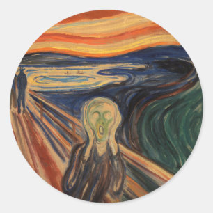 Sticker Rond Edvard Munch Peinture The Scream (Skrik) 1910