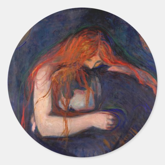 Sticker Rond Edvard Munch - Vampire / Amour et douleur (Devant)