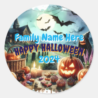 Sticker Rond Eerie Halloween Night Watercolor